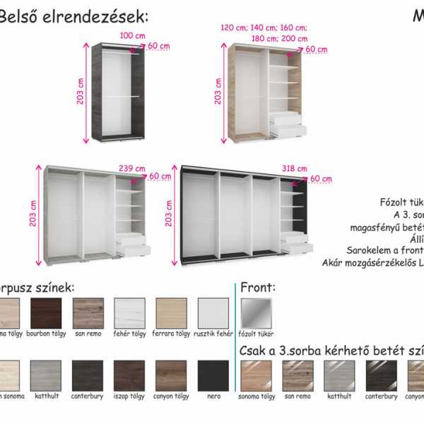 gardrób méretek